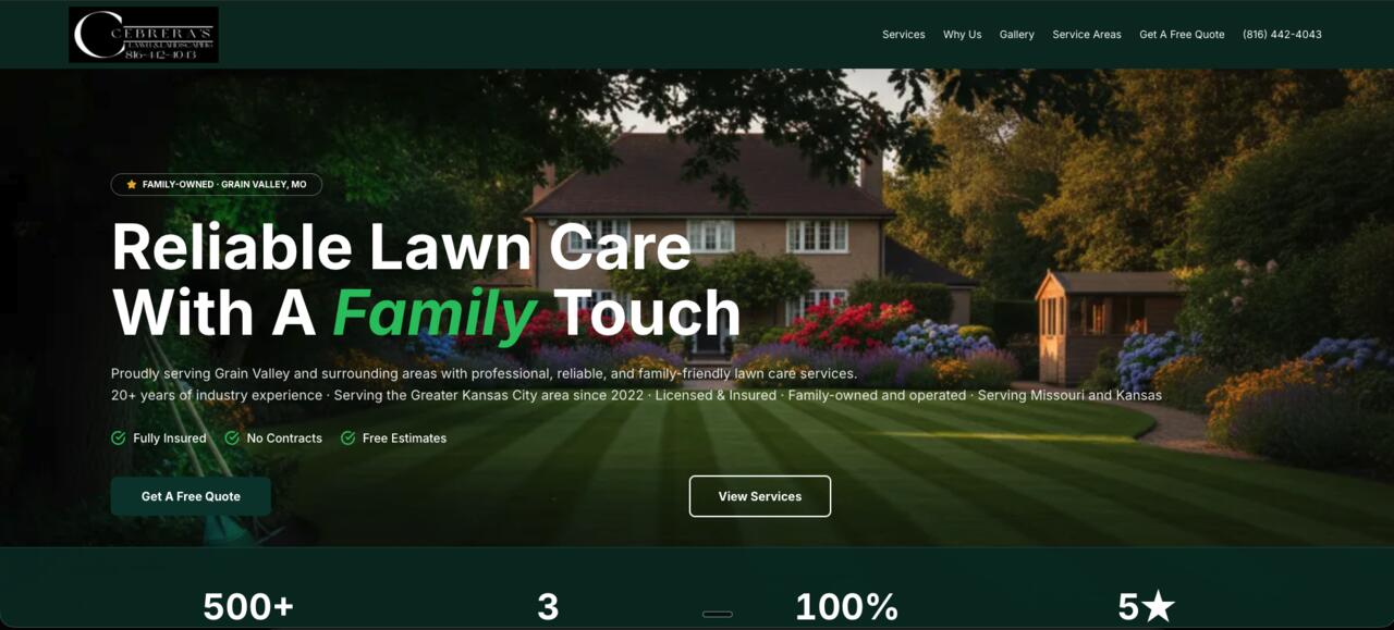Cebrera's Lawn & Landscaping website