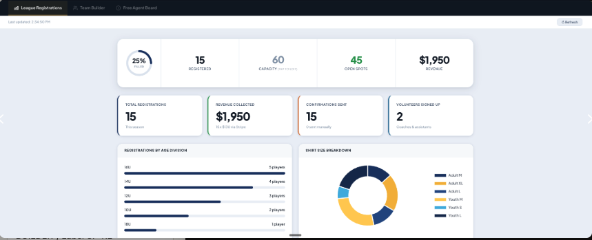 Sports Complex Dashboard